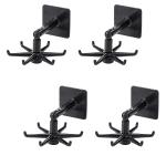 MAPPERZ Adhesive Stronger Plastic Wall Hangers 360 Degree Folding Hooks for Hanging Robe, Coat, Bags, Lights, Calendars,Towel, Keys, Oil-Proof Heavy-Duty for Bathroom Kitchen (Pack of 4)