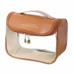 House of Quirk Clear Cosmetic Large Capacity MakeUup Waterproof Bag(Tan)