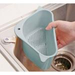Credly Kitchen Triangle Sink Filter Corner Sink Drain Strainer Basket Multi Functional Drain Shelf Sink Storage Holder (Pack of 1) Blue
