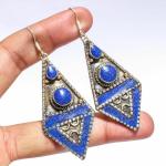 SHREE HANUMAN ENTERPRISES Afgan Lapis Lazuliafgan Lapis Lazuli Silver Handmade Tibetan Jewelry Earring 3