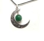 Astroghar Natural Green Jade Half Moon Crystal Alloy Pendent For Men And Women