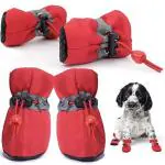 KUTKUT Warm Fleece Dog Boots Paw Protector| Anti-Slip Dog Shoes with Reflective Straps for Small - Medium Dogs  (Red, Size: 5, Feet Long: 5.5 cm, Feet Wide: 4.5cm)