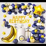 sv traders Happy Birthday Royal Blue Golden Theme Jumbo Decoration Combo Kit Of 97