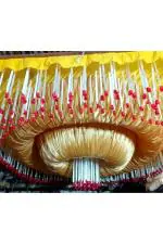 Ayushkacrafts Yellow and Red Taiwan, Bright Cloth with Artificial Flowers Tent Ceiling Decoration