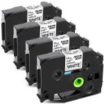 HAIDERY HARDWARE AUTM Aken Multicolor Compatible Label Tape Replacement for Brother P Touch Label Maker PT-D210 PT-D400 PT-D600 PT-H100 PT-1880 PT-1800 PT-1900 Tze Laminated White Tapes (12mm x 8m) (Pack of 4)