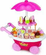 AMBEWORLD Ice Cream Toy Cart Play Set for Kids - 39-Piece Pretend Play Food - Educational Ice-Cream Trolley Truck Great Gift for Girls and Boys Ages 3+
