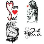 Temporary Tattoowala Love Mom Dad With Flute Black Designs Pack of 4 Temporary Tattoo Sticker For Men and Woman Temporary body Tattoo (2x4 Inch)