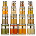 spandan premium Kitchen Jars And Containers (SILVER, Set of 16) (1200, 650, 350, 250 ML)
