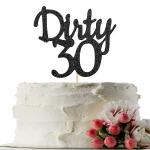 Festiko Black Glitter Dirty 30 Cake Topper Thirty Sign Happy 30th Birthday Party Decorations Supplies