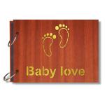Look Decor Baby Love Foot Artworks Wooden Photo Album Scrap Book With Butterfly (Pack Of 1)