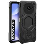 Fashionury Poco C61 Back Cover | Hybrid Defender Series | Shockproof Armor Bumper | Ultimate Drop Protection | Soft TPU Case for Poco C61 (Black)