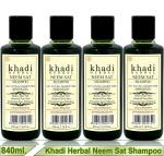 Khadi Herbal Neem Sat Shampoo, Herbal Shampoo, Khadi Shampoo, Anti-Dandruff, Anti-Hair Fall, Color Protection, Damage Repair, Nourishment and Miniaturization 840ml (Pack of 4)