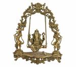 Kartique Handmade Brass Ganesh on Swing with Kirtimukha 18 inch