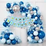 Party Propz Blue Rubber Birthday Banner (Paper), Arch, Baloons (Set Of 52)