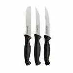 Kai Stainless Steel Dicing,Slicing and Nakiri Kitchen &Vegetable ,Chopping Plain,Serrated Blade Set, 3-Piece, Black