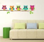 Lanstick Vinyl Multicolor Beautifull Owl Family Self Adhesive Wall Sticker 40 inch