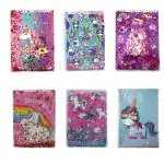 SAMVARDHAN Unicorn Cover Notebook Diary/Water Filled Diary with Glitter & Sequins (A5 Size) Random Design