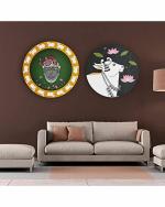 The Artment your artistic apartment Matte Finish Multicolor Round Canvas Wall Decor Painting 30cm (Set of 2)