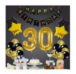 Festiko 30th Birthday Party Decor Gifts For Men Women Happy Birthday Black Banner Balloons Perfect 30 Years Old Party Supplies 17 Pcs