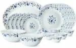 Larah By Borosil Opalware White, Blue Helena Dinner Set (Pack Of 33)