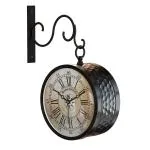 RANDOM Metal Analog Station Wall Clock Double Sided Vintage Wall Clock for Living Room Home and Office - 8 Inch (Black & White) (Multi 7) (RSC-002)