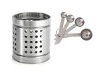 FIRST FRONT Stainless Steel Cutlery Holder With Stainless Steel Ash Tray Tabletop Decor and (Multicolour, Pack of 2)