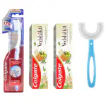 Colgate slim soft 17x toothbrush 1 Piece + Colgate Swarna Vedshakti Ayurvedic Toothpaste with anti-germ properties for whole mouth protection-2 x 200gm+U-Shaped 360 brush