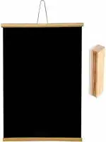 SHELFKING 1.5x2 Feet, 1 Pieces Roll up Wooden Black Board/ Chalk Board for Child and Teaching with Wall Hanging Boards (18 Inches x 23 Inches) and 1 Wooden Material Duster (Set Of 1) (Color - Black) Black board (584.2 mm x 457.2 mm)