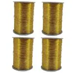 Aumni Crafts Zari Metallic Threads 0.1 MM (4 Rolls) Gold Color For Aari Work Embroidery Sewing Garment Needlework Crafts