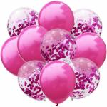 Crackles Dark Pink Latex and Confetti Decoration Balloons (Pack of 10)