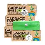 The Honest Home Company | Oxo-Biodegradable Garbage Bags Medium Size | 120 Dustbin Bags | 30 Medium Bags/Roll | 19 x 21 Inches Trash Bags | Pack Of 4 Rolls - Green | Thicker Bags | Detachable Tie-Tape