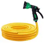 Sharpex Combo Of 8 Mode High-Pressure Water Gun Nozzle Spray And 10 MT Yellow Water Hose Pipe For Garden Hose, Lawn, Car Washing