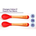 The Little Lookers Silicone Tip Heat Sensitive Silicone Spoons | Temperature Sensing Spoons | Spoon Set - Pack of 2 (Red)