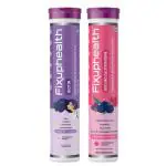 Fixuphealth Biotin Selenium Amino Zinc Effervescent Tablets Hair nails and skin care 20 tablets & Glutathione Vit C Aloe Vera skin glow antioxidant Effervescent 15 Tablets Combo pack