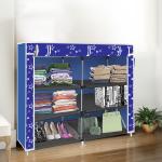 Xivil 2 door 6 Shelves Blue Printed Collapsible wardrobe