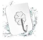 BLUE HARMONY Wall Hanging Hooks for Wall Without Drilling, Self Adhesive Hooks for Wall Heavy Duty Strong Nail Free, Kitchen Accessories Items (Hanging Hook, Transparent) Stainless Steel - ( 8 Pack x 10 Hooks)