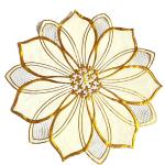 Haulorium Gold Pvc Floral Round Table Placemat (Pack Of 6)