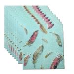 TAYLORED HOME Wallpaper - Self Adhesive Feather Print PE Foam 3D Wall Stickers/DIY Wallpaper for Home Hotel Living Room Bedroom & Café (Blue Pack of 4 Sheet (21.08Sq.Ft.))