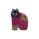 Tej Gifts Pure Leather Piggy Bank Printed with Cat/Coin Box/Box for Home Decoration, Gift Item for Kids (Pink)