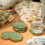 DULI Set of 6 Resin Coaster Set for Table accessories 10x10cm (Olive Flakes)