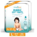 MommyPure Bubble Soft Diaper Pant Anti-Rash Aloe 12 hr Protection 9-14 Kg - L (120 Pieces)