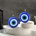 Parkash Candles Blue Evil Eye Candle Gift Nazar Home Decor Handmade Candles Desk Sculpture Decoration for House || Bedroom || Living Room || Set of 2 (Evil Eye - Round)
