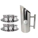 SHINI LIFESTYLE Stainless Steel Water Jug and Steel Glass set, Water Jug, Juice glass,Gilas set