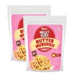Manna Millet Bytes Butter Murukku | Millet Namkeen Indian Snacks with Real Butter 300g (150g x 2 Packs)