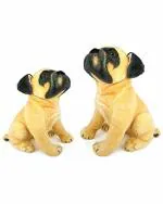 Tickles Polyester Pug Dog Mother with Baby Lightweight Plush Animal Toy 44 cm 1 Month and Up