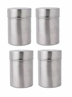 Abode Sober Silver stainless steel storage container| Jar for kitchen storage| 450ml Set of 4 Silver