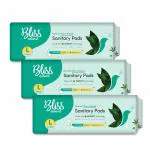 BLISSNATURAL Organic Fluffy Soft Sanitary Pad For Women | L-Size | Light Flow | Pack Of 3