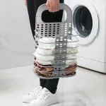 Windbuzz Laundry hamper Laundry Baskets Collapsible Laundry Hamper Plastic Hanging Laundry Basket with Handle Dirty Clothes Hamper Perfect for Bedroom Bathroom Storage basket PACK OF 1