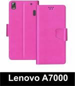 Sbms Lenovo A7000 Pink Artificial Leather Shock Proof Flip Cover