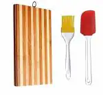 HighClaire Wooden Chopping Board With Spatula & Oil Brush Kitchen Tool Set (Cutting Board, Spatula, Brush)